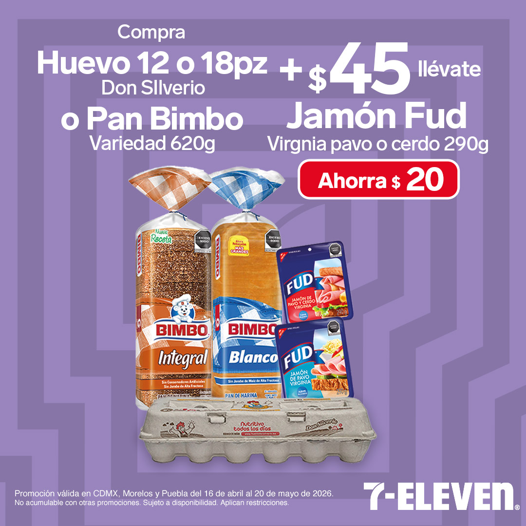Huevo o Pan Bimbo, más 45 pesos lleva Jamon Fud