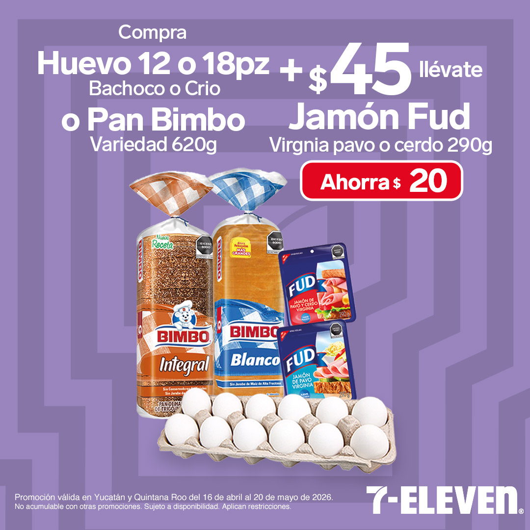 Huevo o Pan Bimbo, más 45 pesos lleva Jamon Fud