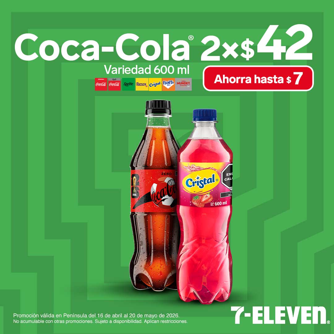 Coca-Cola 2 por 42 pesos.