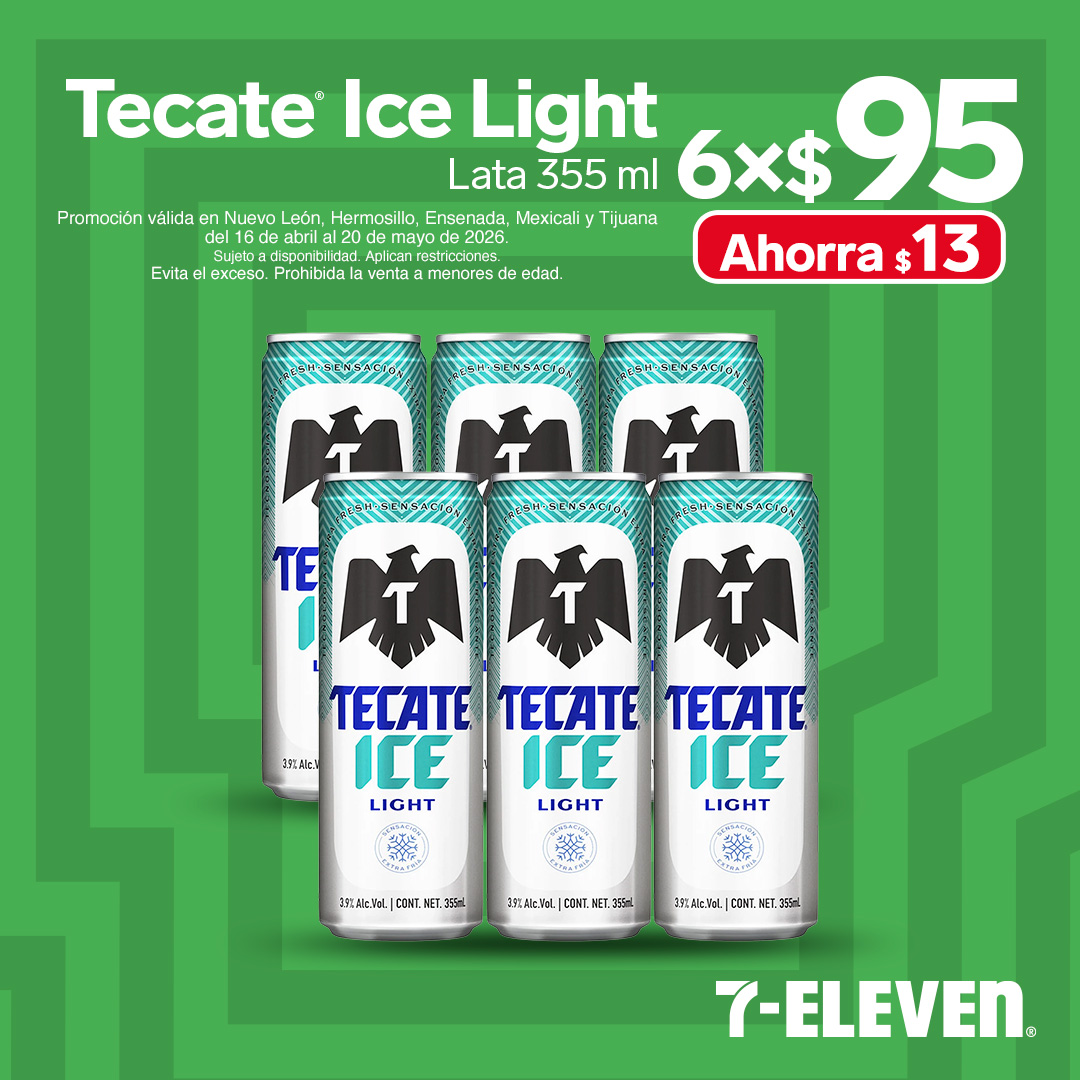 Tecate Ice Light lata 355 mililitros, 6 por 95 pesos