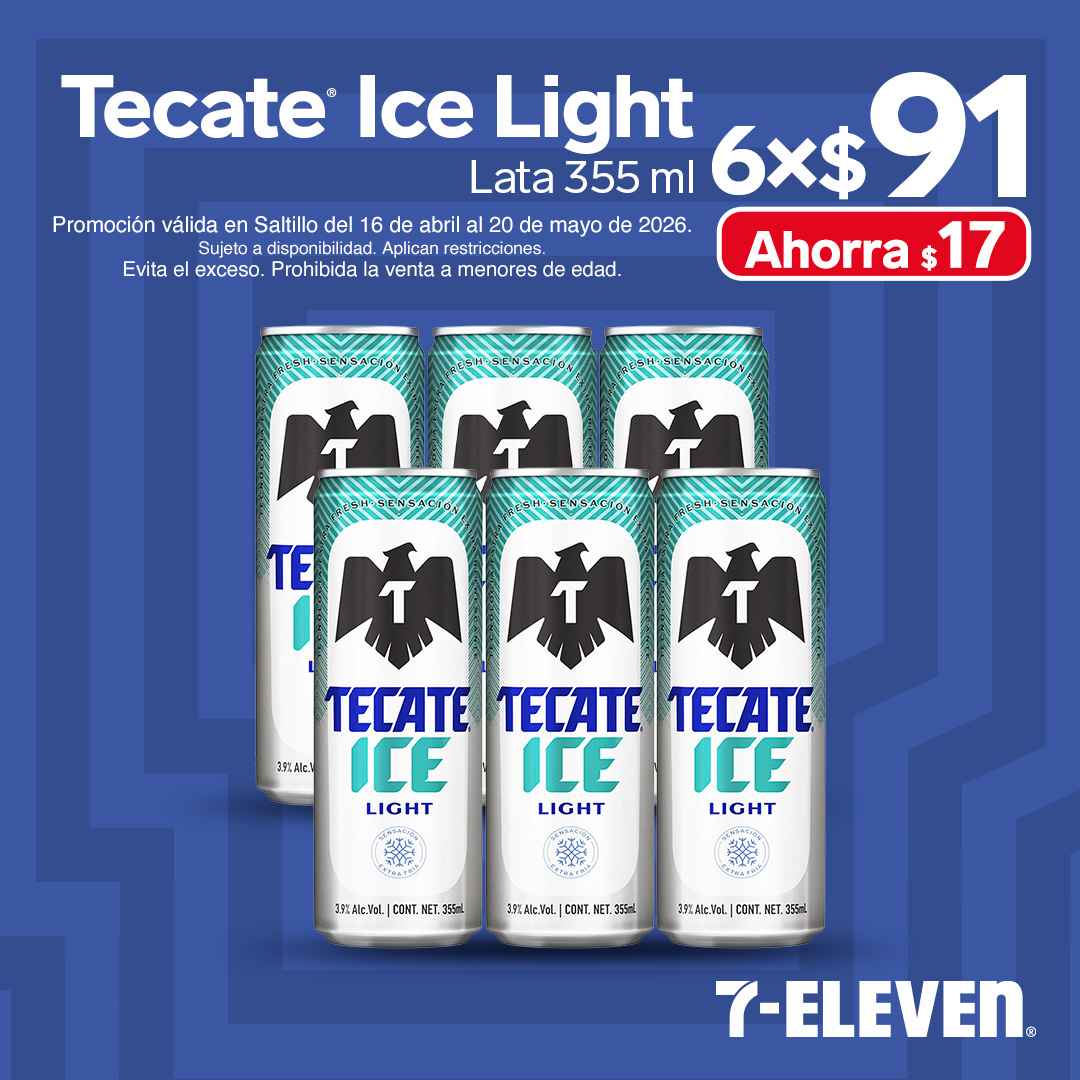 Tecate Ice Light lata 355 mililitros, 6 por 91 pesos