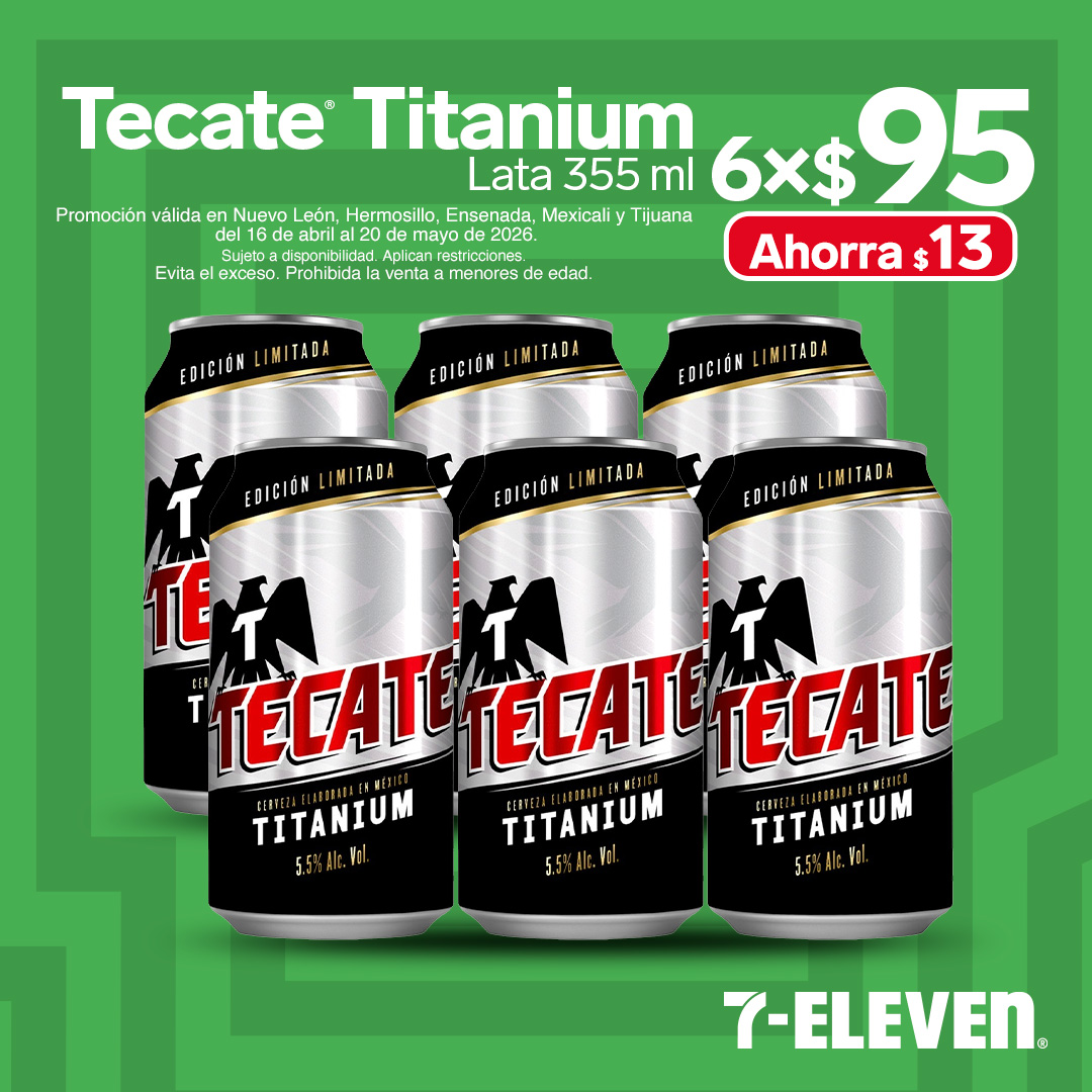 Tecate Titanium lata 355 mililitros, 6 por 95 pesos