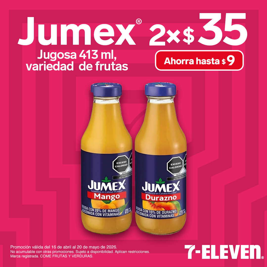 Jumex Jugosa 413 mililitros lleva 2 por 35 pesos.
