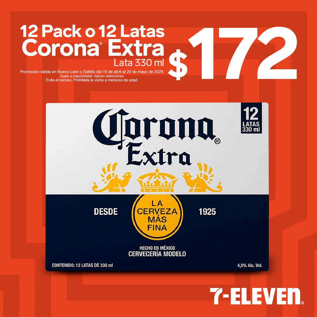 12 Pack Corona Extra, 330 mililitros, 172 pesos