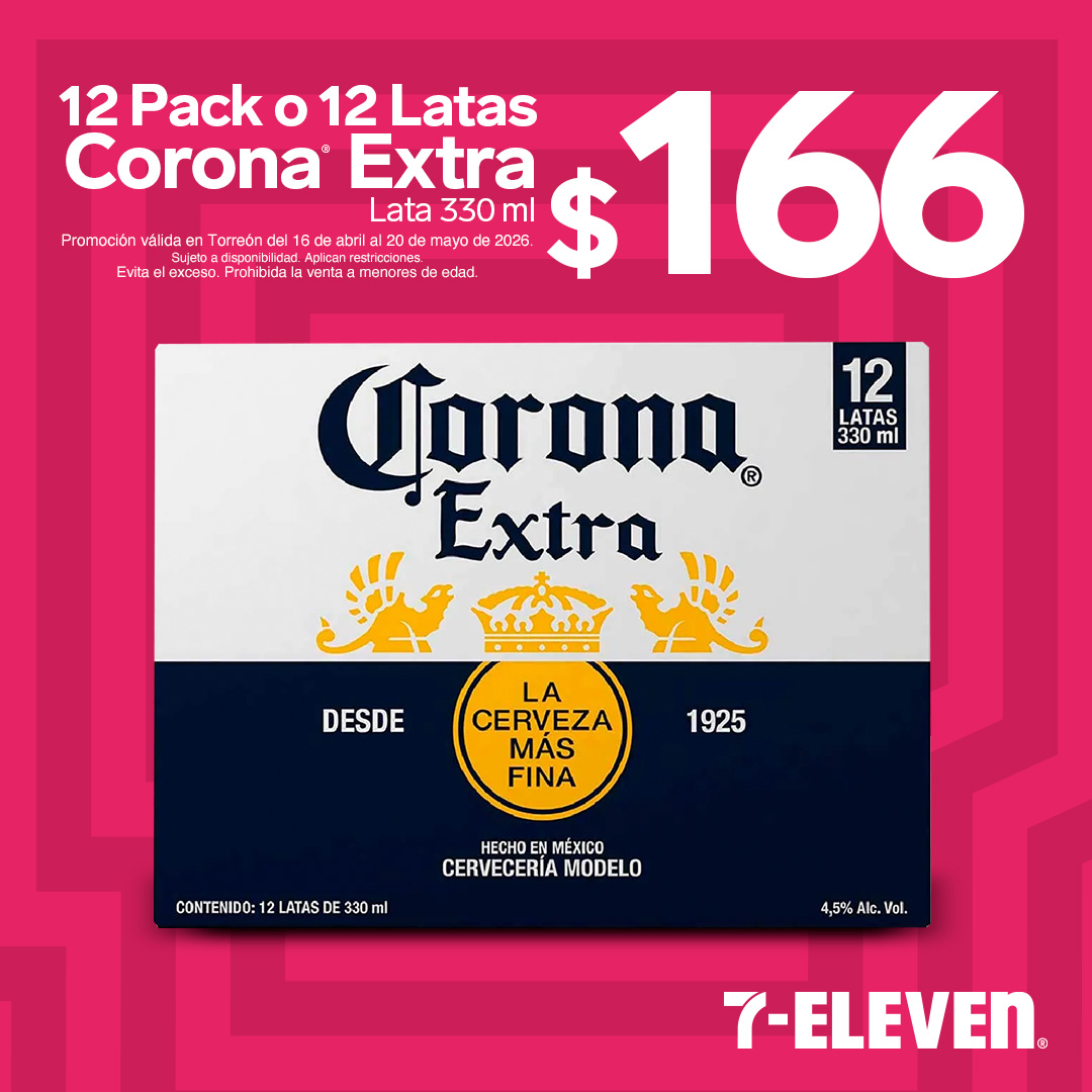 12 Pack Corona Extra, 330 mililitros, 166 pesos