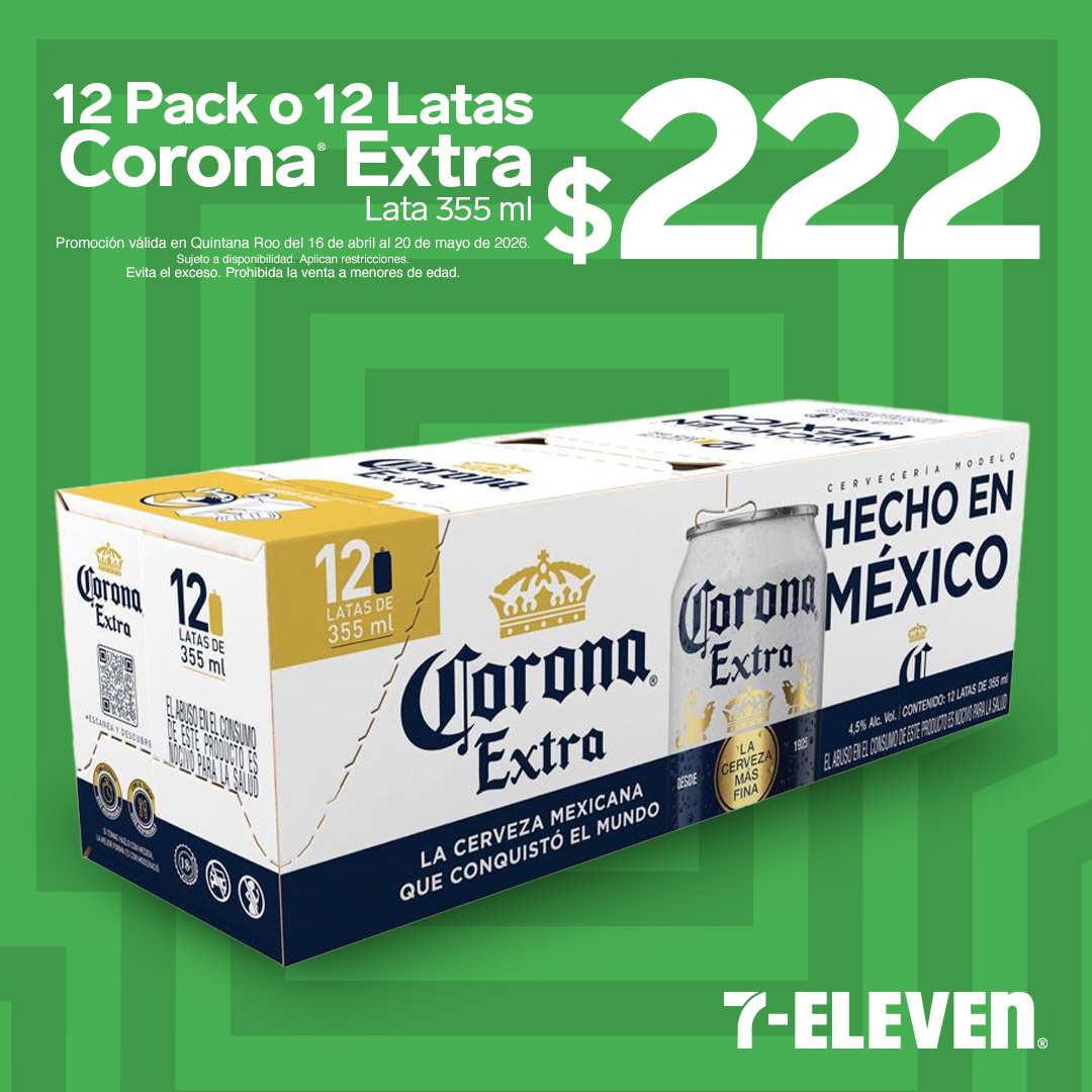 12 Pack Corona Extra, 355 mililitros, 222 pesos