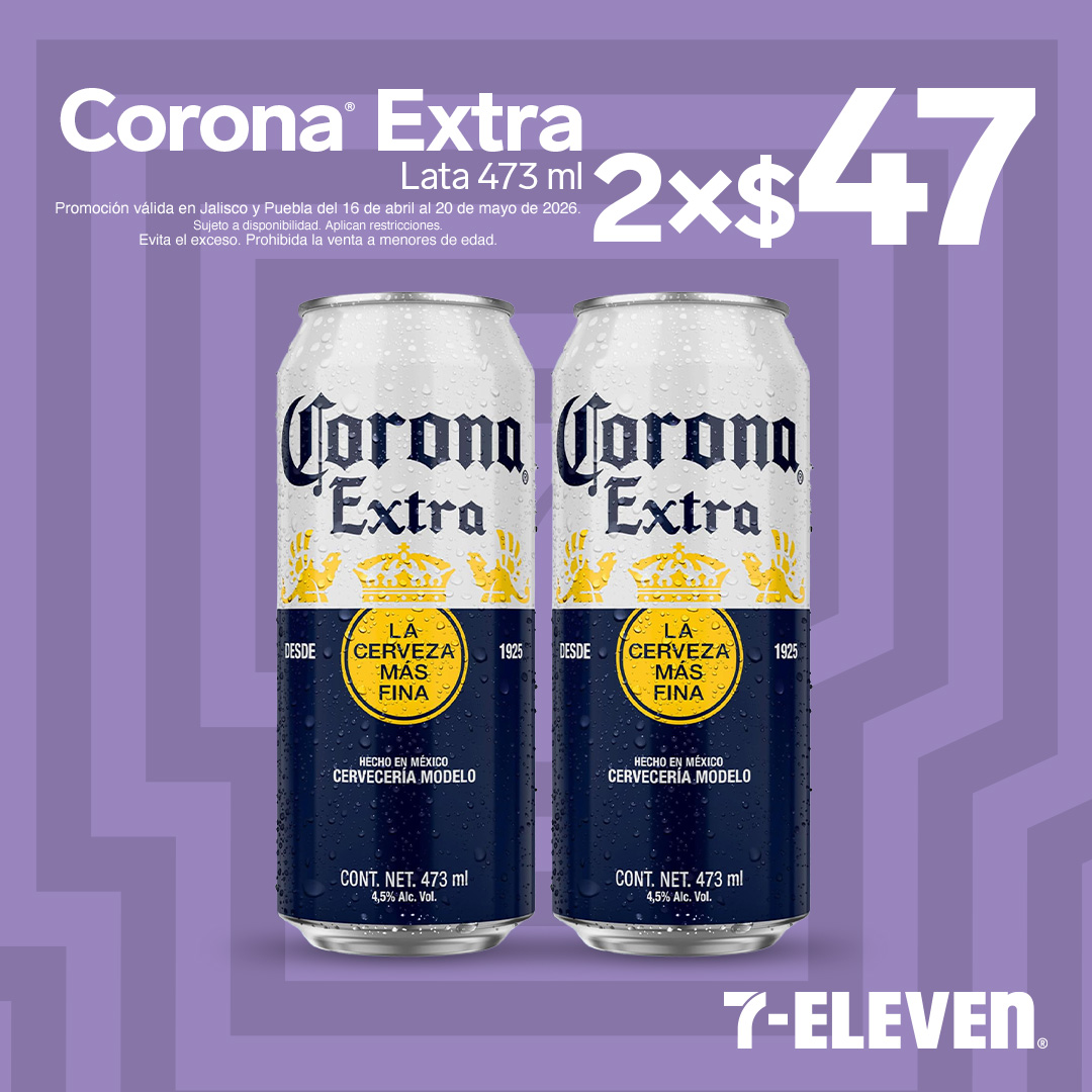 Corona Extra lata 473 mililitros, 2 por 47 pesos