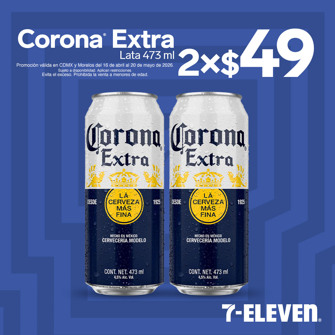 Corona Extra, lata 473 mililitros, 2 por 49 pesos