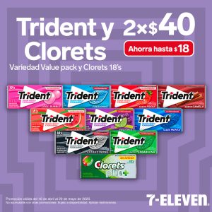 Trident y Clorets variedad, 2 por 40 pesos.