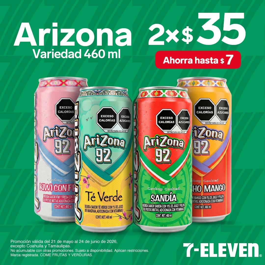 Arizona variedad 460 mililitros, lleva 2 por 35 pesos.