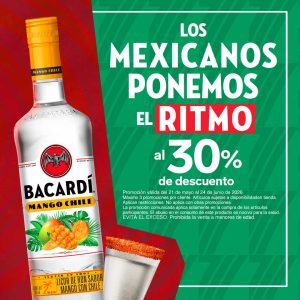 Lleva Bacardí Mango Chile con un 30 por ciento de descuento.