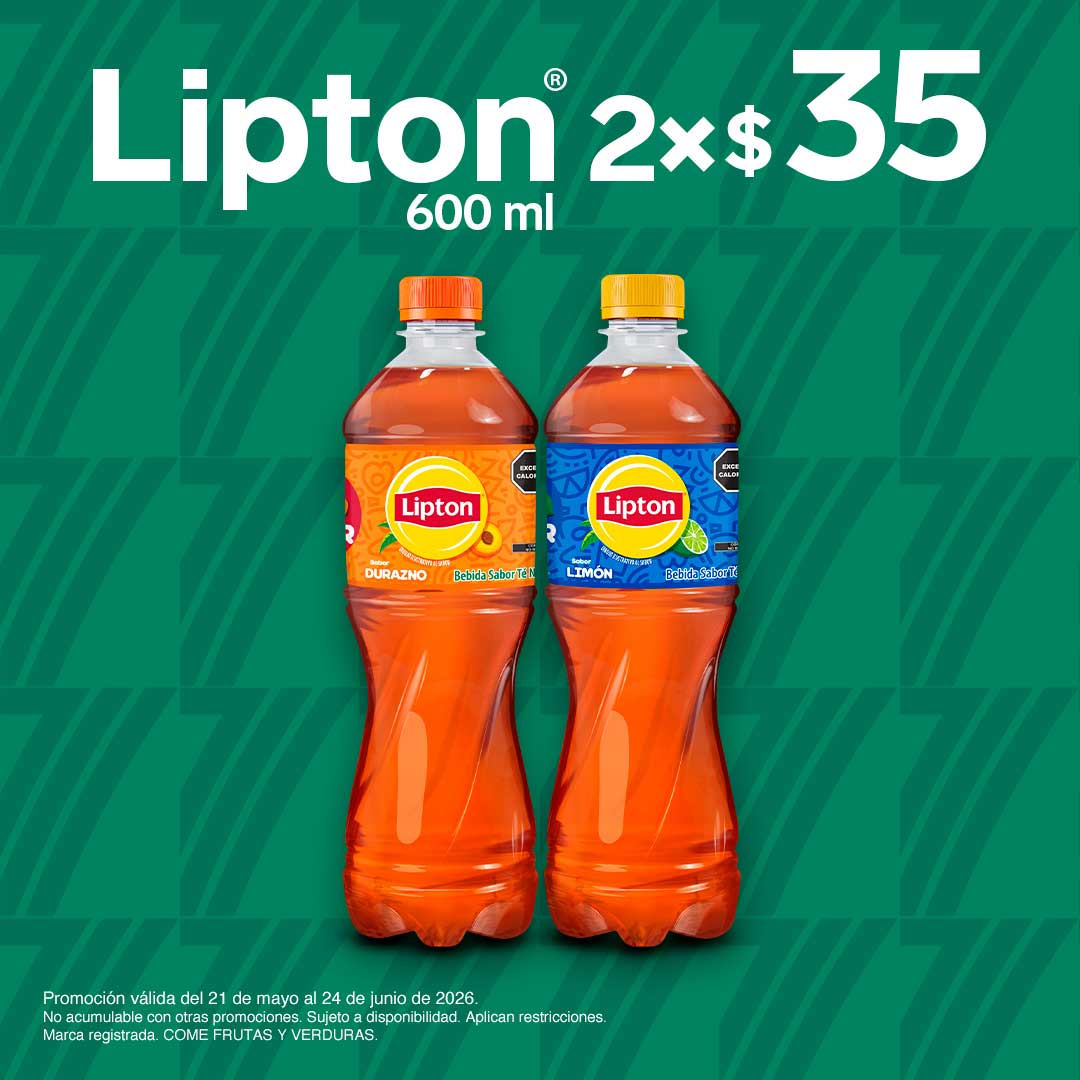 Lipton, de 600 mililitros, lleva 2 por 35 pesos.