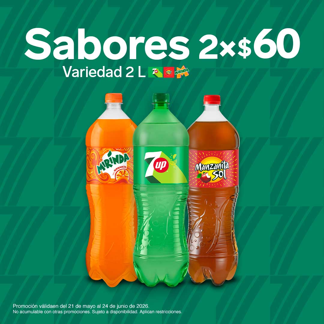 Sabores, variedad de 2 litros, lleva dos por 60 pesos.