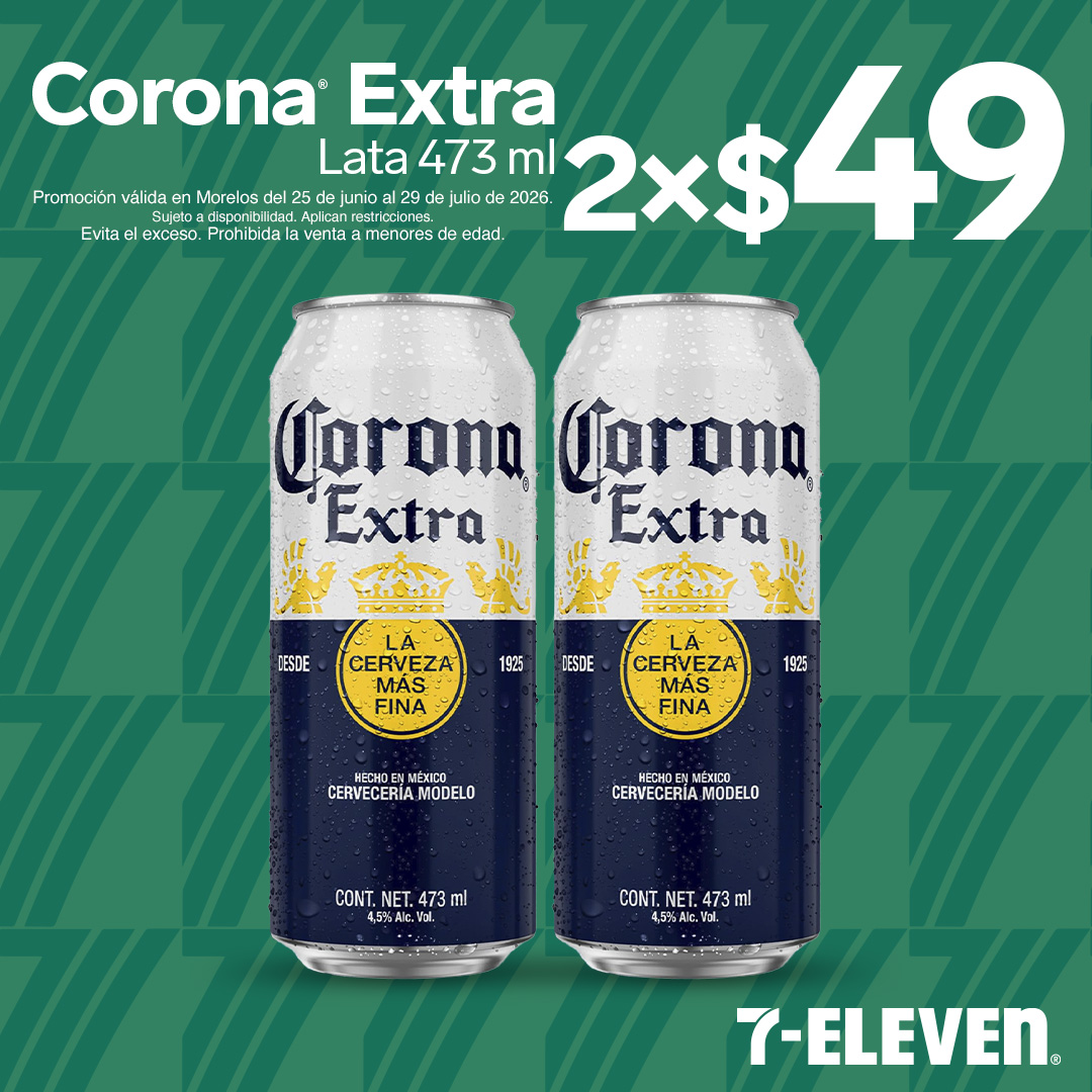 MOR - CORONA EXTRA P7 Corona Extra lata 473 mililitros, lleva 2 por 49 pesos.