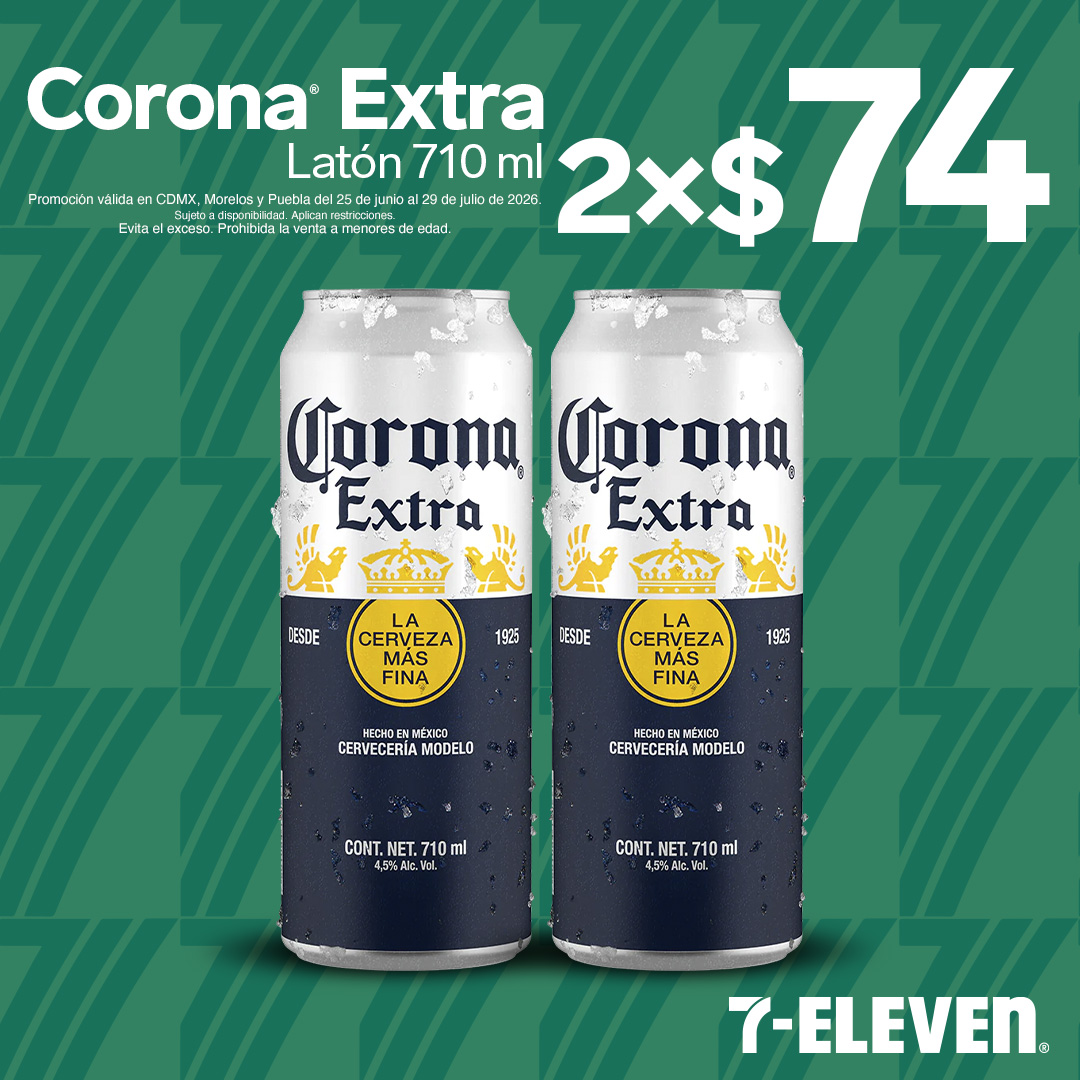 MEX MOR PUE - CORONA EXTRA LATON P7 Corona Extra latón 710 mililitros, lleva 2 por 74 pesos.