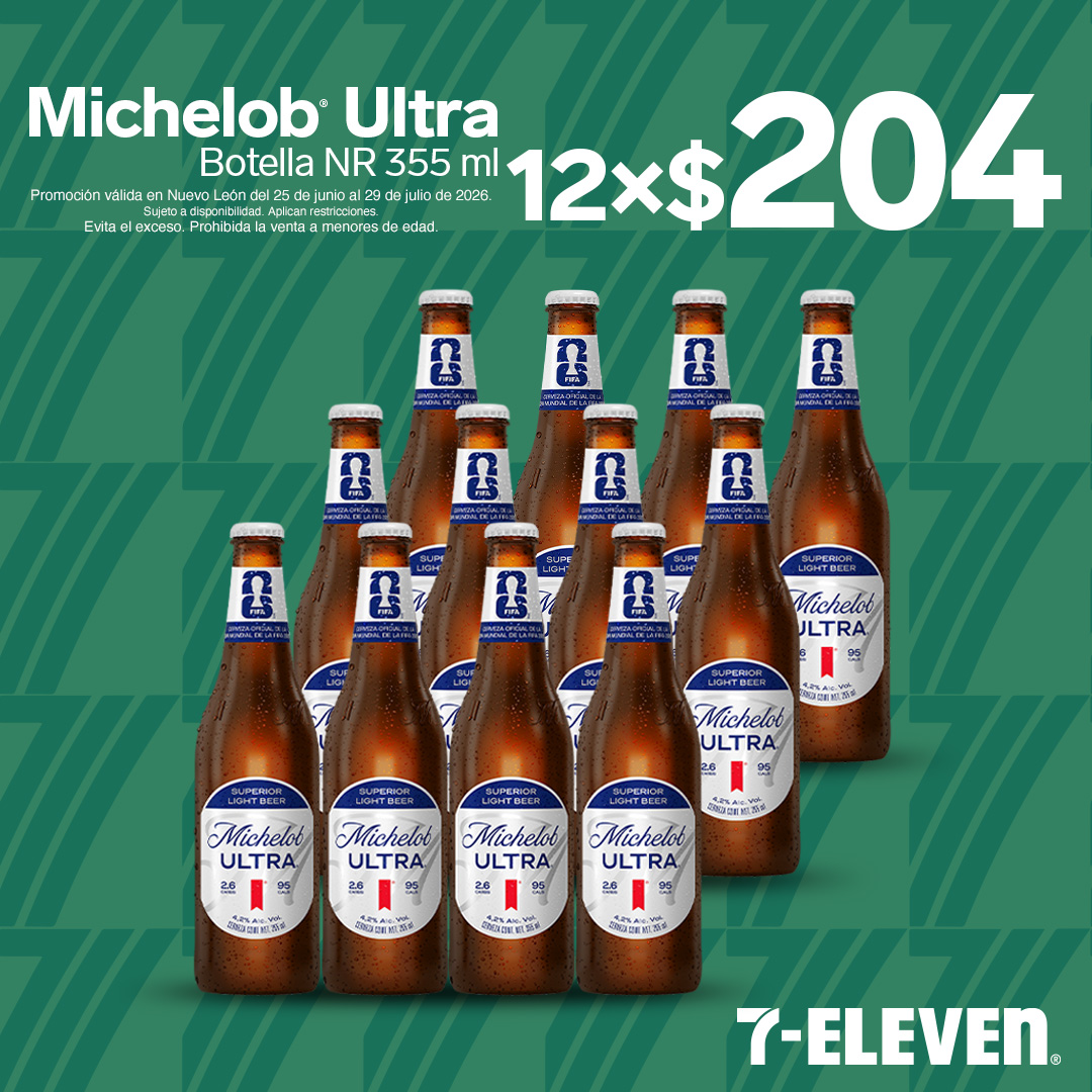 NL - MICHELOB ULTRA P7 Michelob Ultra Botella 355 mililitros, lleva 12 por 204 pesos.