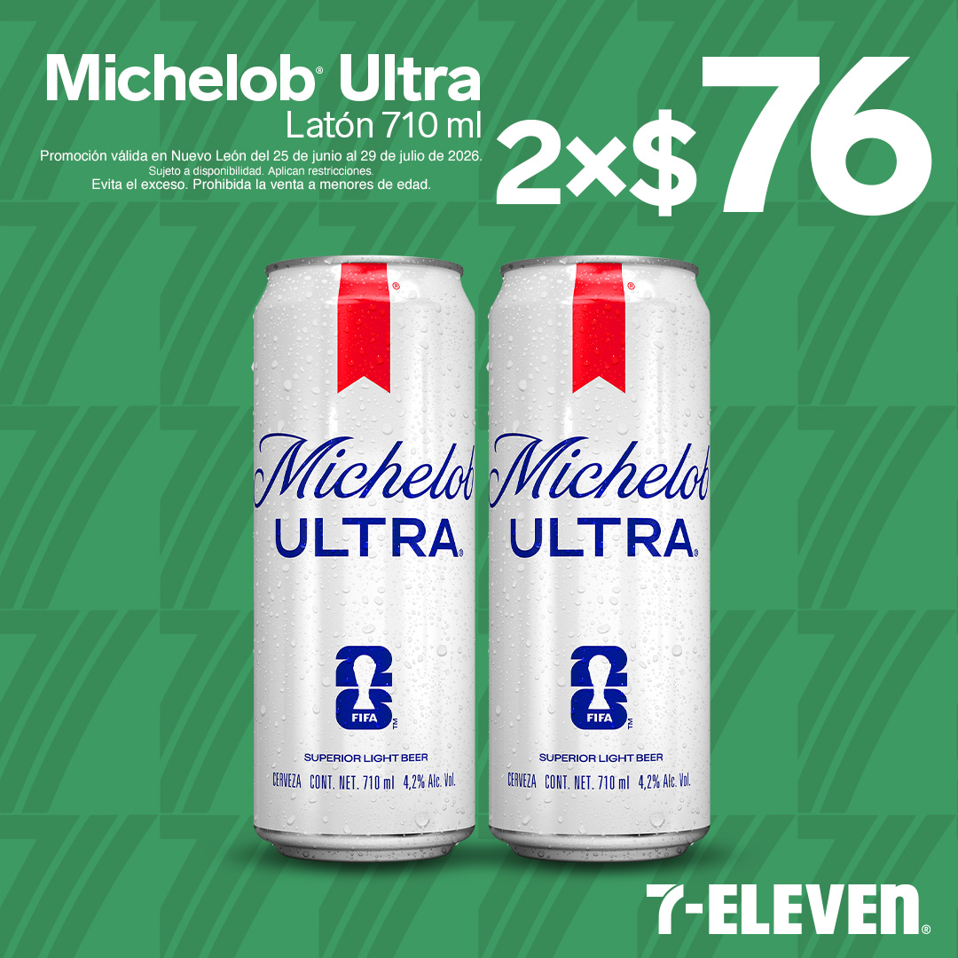 NL - MICHELOB ULTRA LATON P7 Michelob Ultra latón 710 mililitros, lleva 2 por 76 pesos.