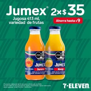 Jumex Jugosa 413 mililitros, lleva 2 por 35 pesos.