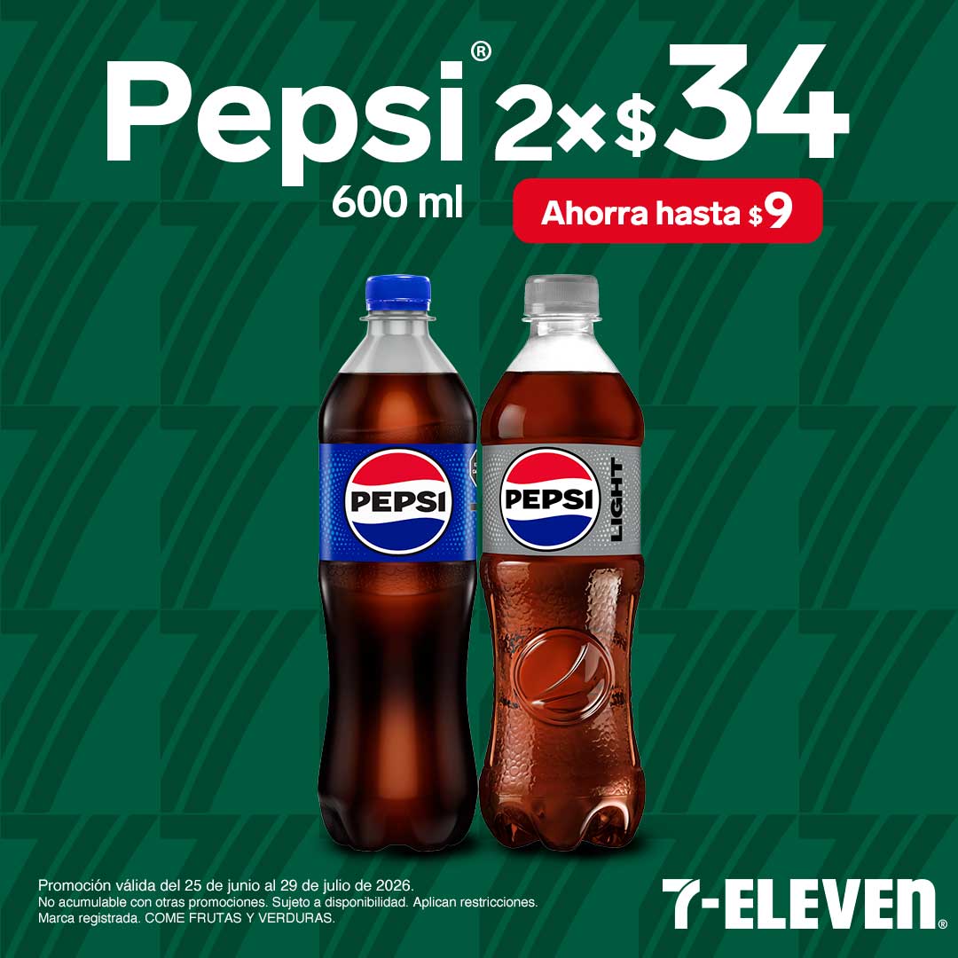 Pepsi 600 mililitros, lleva 2 por $34.00