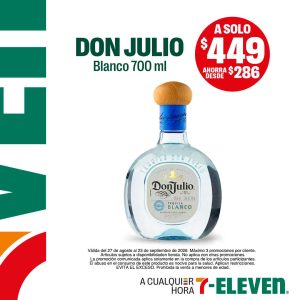 Don Julio Blanco 700 mililitros a solo 449 pesos.