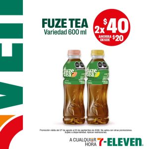 Fuze Tea variedad 600 mililitros, lleva dos por 40 pesos.