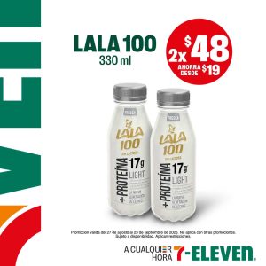 Lala 100, 330 mililitros, lleva dos por 48 pesos.